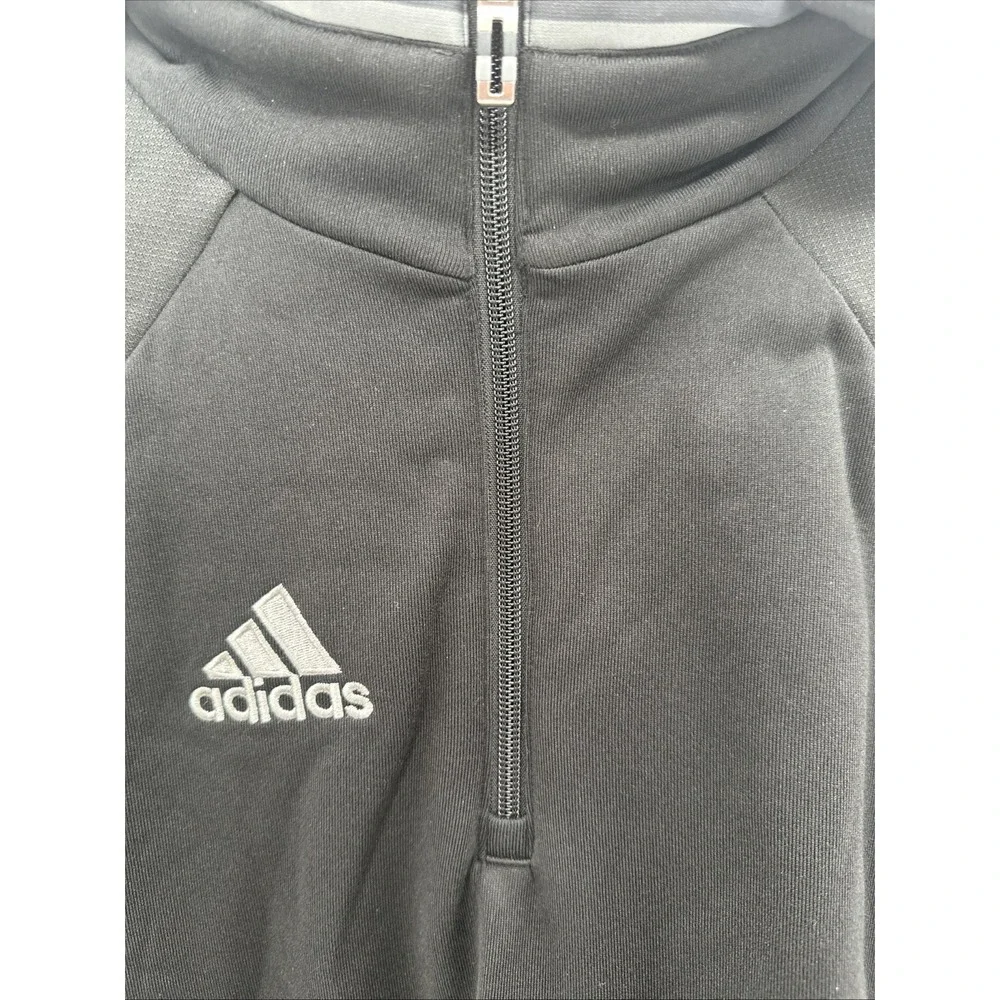 NEW Adidas Hoodie Mens M Black 1/4 Zip Sweatshirt Climawarm Heavy Stitch‎ Logo